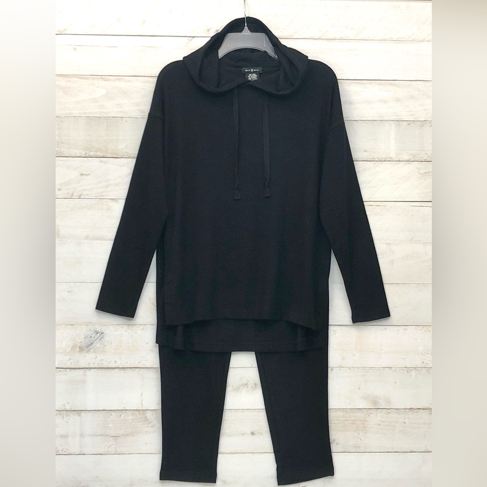 Max & Mia Wm's 2 Piece Lounge Set • Hoodie & Pant • Sz XS • Black • NWT